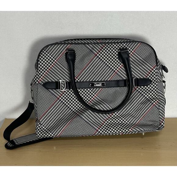 CHAPS Collection Travel Tote Houndstooth Weekender Large Shoulder Duffle Plaid - Picture 1 of 6